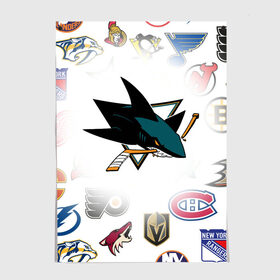 Постер с принтом San Jose Sharks (Z) в Рязани, 100% бумага
 | бумага, плотность 150 мг. Матовая, но за счет высокого коэффициента гладкости имеет небольшой блеск и дает на свету блики, но в отличии от глянцевой бумаги не покрыта лаком | anaheim ducks | arizona coyotes | boston bruins | buffalo sabres | calgary flames | canadiens de montreal | carolina hurricanes | chicago blackhawks | colorado avalanche | columbus blue jackets | dallas stars | detroit red wings | edmonton oil | hockey | 