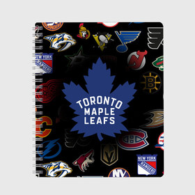 Тетрадь с принтом Toronto Maple Leafs (Z) в Рязани, 100% бумага | 48 листов, плотность листов — 60 г/м2, плотность картонной обложки — 250 г/м2. Листы скреплены сбоку удобной пружинной спиралью. Уголки страниц и обложки скругленные. Цвет линий — светло-серый
 | anaheim ducks | arizona coyotes | boston bruins | buffalo sabres | calgary flames | canadiens de montreal | carolina hurricanes | chicago blackhawks | colorado avalanche | columbus blue jackets | dallas stars | detroit red wings | edmonton oil | hockey | 