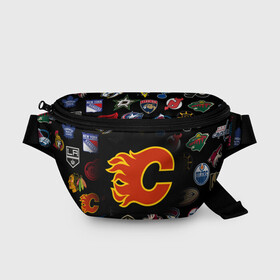 Поясная сумка 3D с принтом Calgary Flames (Z) в Рязани, 100% полиэстер | плотная ткань, ремень с регулируемой длиной, внутри несколько карманов для мелочей, основное отделение и карман с обратной стороны сумки застегиваются на молнию | anaheim ducks | arizona coyotes | boston bruins | buffalo sabres | calgary flames | canadiens de montreal | carolina hurricanes | chicago blackhawks | colorado avalanche | columbus blue jackets | dallas stars | detroit red wings | edmonton oil | hockey | 