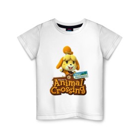 Детская футболка хлопок с принтом Animal Crossing Isabelle в Рязани, 100% хлопок | круглый вырез горловины, полуприлегающий силуэт, длина до линии бедер | animal crossing | isabelle | nintendo | детская | женская | игра | изабель | изабэль | мультик | мультяшный | нинтендо | рисованный | рисунок | собака | собачка | энимал кроссинг