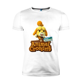 Мужская футболка премиум с принтом Animal Crossing Isabelle в Рязани, 92% хлопок, 8% лайкра | приталенный силуэт, круглый вырез ворота, длина до линии бедра, короткий рукав | animal crossing | isabelle | nintendo | детская | женская | игра | изабель | изабэль | мультик | мультяшный | нинтендо | рисованный | рисунок | собака | собачка | энимал кроссинг