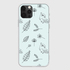 Чехол для iPhone 12 Pro Max с принтом Милые птички в Рязани, Силикон |  | bird | арт | лист | листья | попугай | попугайи | природа | птица | птицы | цветок | цветы