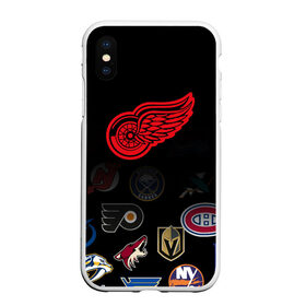 Чехол для iPhone XS Max матовый с принтом NHL Detroit Red Wings (Z) в Рязани, Силикон | Область печати: задняя сторона чехла, без боковых панелей | Тематика изображения на принте: anaheim ducks | arizona coyotes | boston bruins | buffalo sabres | calgary flames | canadiens de montreal | carolina hurricanes | colorado | detroit red wings | hockey | nhl | нхл | паттерн | спорт | хоккей