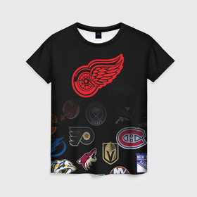 Женская футболка 3D с принтом NHL Detroit Red Wings (Z) в Рязани, 100% полиэфир ( синтетическое хлопкоподобное полотно) | прямой крой, круглый вырез горловины, длина до линии бедер | anaheim ducks | arizona coyotes | boston bruins | buffalo sabres | calgary flames | canadiens de montreal | carolina hurricanes | colorado | detroit red wings | hockey | nhl | нхл | паттерн | спорт | хоккей