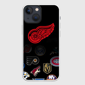 Чехол для iPhone 13 mini с принтом NHL Detroit Red Wings (Z) в Рязани,  |  | anaheim ducks | arizona coyotes | boston bruins | buffalo sabres | calgary flames | canadiens de montreal | carolina hurricanes | colorado | detroit red wings | hockey | nhl | нхл | паттерн | спорт | хоккей