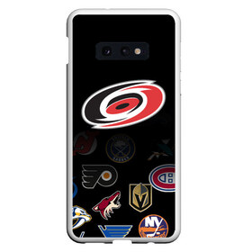 Чехол для Samsung S10E с принтом NHL Carolina Hurricanes (Z) в Рязани, Силикон | Область печати: задняя сторона чехла, без боковых панелей | Тематика изображения на принте: anaheim ducks | arizona coyotes | boston bruins | buffalo sabres | calgary flames | canadiens de montreal | carolina hurricanes | chicago blackhawks | colorado | hockey | nhl | нхл | паттерн | спорт | хоккей