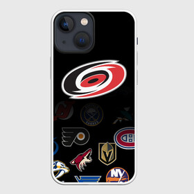 Чехол для iPhone 13 mini с принтом NHL Carolina Hurricanes (Z) в Рязани,  |  | anaheim ducks | arizona coyotes | boston bruins | buffalo sabres | calgary flames | canadiens de montreal | carolina hurricanes | chicago blackhawks | colorado | hockey | nhl | нхл | паттерн | спорт | хоккей