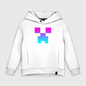 Детское худи Oversize хлопок с принтом MINECRAFT CREEPER NEON в Рязани, френч-терри — 70% хлопок, 30% полиэстер. Мягкий теплый начес внутри —100% хлопок | боковые карманы, эластичные манжеты и нижняя кромка, капюшон на магнитной кнопке | Тематика изображения на принте: block | creeper | cube | minecraft | pixel | блок | геометрия | крафт | крипер | кубики | майнкрафт | пиксели