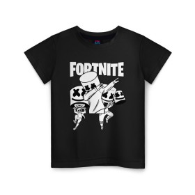 Детская футболка хлопок с принтом FORTNITE x MARSHMELLO в Рязани, 100% хлопок | круглый вырез горловины, полуприлегающий силуэт, длина до линии бедер | deadmau5 | fortnite | fortnite 2 | fortnite x маршмелло | ikonik | marshmello | ninja | ninja streamer | raven | travis scott | ворон | иконик | ниндзя | пили | рейвен | трэвис скотт | фортнайт