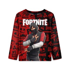 Детский лонгслив 3D с принтом FORTNITE x IKONIK в Рязани, 100% полиэстер | длинные рукава, круглый вырез горловины, полуприлегающий силуэт
 | Тематика изображения на принте: deadmau5 | fortnite | fortnite 2 | fortnite x маршмелло | ikonik | marshmello | ninja | ninja streamer | raven | travis scott | ворон | иконик | ниндзя | пили | рейвен | трэвис скотт | фортнайт