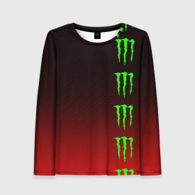 Женский лонгслив 3D с принтом MONSTER ENERGY (Z) в Рязани, 100% полиэстер | длинные рукава, круглый вырез горловины, полуприлегающий силуэт | black monster | bmx | claw | cybersport | energy | monster | monster energy | moto | motocross | race | sport | киберспорт | когти | монстер энерджи | монстр | мото | мотокросс | ралли | скейтбординг | спорт | т | энергия