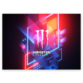 Поздравительная открытка с принтом MONSTER ENERGY в Рязани, 100% бумага | плотность бумаги 280 г/м2, матовая, на обратной стороне линовка и место для марки
 | amg | auto | bmw | honda | jdm | mercedes | nissan | porsche | racing | sport | subar | toyota | автомобил | автомобильные | киа | лексус | марка | машины | митсубиси | ниссан | порше | спорт | субару | тесла | тойота | хонда