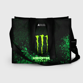 Сумка-шоппер 3D с принтом MONSTER ENERGY в Рязани, 100% полиэстер | застегивается на металлическую кнопку; внутренний карман застегивается на молнию. Стенки укреплены специальным мягким материалом, чтобы защитить содержимое от несильных ударов
 | amg | auto | bmw | honda | jdm | mercedes | nissan | porsche | racing | sport | subar | toyota | автомобил | автомобильные | киа | лексус | марка | машины | митсубиси | ниссан | порше | спорт | субару | тесла | тойота | хонда