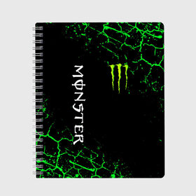 Тетрадь с принтом MONSTER ENERGY в Рязани, 100% бумага | 48 листов, плотность листов — 60 г/м2, плотность картонной обложки — 250 г/м2. Листы скреплены сбоку удобной пружинной спиралью. Уголки страниц и обложки скругленные. Цвет линий — светло-серый
 | black monster | bmx | claw | cybersport | energy | monster | monster energy | moto | motocross | race | sport | киберспорт | когти | монстер энерджи | монстр | мото | мотокросс | ралли | скейтбординг | спорт | энергия