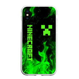 Чехол для iPhone XS Max матовый с принтом MINECRAFT CREEPER в Рязани, Силикон | Область печати: задняя сторона чехла, без боковых панелей | block | creeper | cube | minecraft | pixel | блок | геометрия | крафт | крипер | кубики | майнкрафт | пиксели