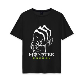 Женская футболка хлопок Oversize с принтом MONSTER ENERGY (Z) в Рязани, 100% хлопок | свободный крой, круглый ворот, спущенный рукав, длина до линии бедер
 | black monster | bmx | claw | cybersport | energy | monster | monster energy | moto | motocross | race | sport | киберспорт | когти | монстер энерджи | монстр | мото | мотокросс | ралли | скейтбординг | спорт | т | энергия