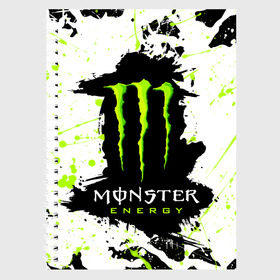 Тетрадь с принтом MONSTER ENERGY (Z) в Рязани, 100% бумага | 48 листов, плотность листов — 60 г/м2, плотность картонной обложки — 250 г/м2. Листы скреплены сбоку удобной пружинной спиралью. Уголки страниц и обложки скругленные. Цвет линий — светло-серый
 | black monster | bmx | claw | cybersport | energy | monster | monster energy | moto | motocross | race | sport | киберспорт | когти | монстер энерджи | монстр | мото | мотокросс | ралли | скейтбординг | спорт | т | энергия