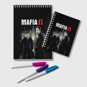 Блокнот с принтом Mafia IIDefinitive Edition в Рязани, 100% бумага | 48 листов, плотность листов — 60 г/м2, плотность картонной обложки — 250 г/м2. Листы скреплены удобной пружинной спиралью. Цвет линий — светло-серый
 | Тематика изображения на принте: definitive edition | mafia | mafia ii | вито скалетта | генри томасино | джо барбаро | игра | лео галанте | мафия | мафия 2 | томас анджело | франческа | фрэнк винчи | шутер | эдди скарпа