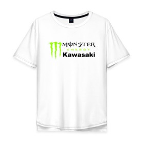 Мужская футболка хлопок Oversize с принтом KAWASAKI (Z) в Рязани, 100% хлопок | свободный крой, круглый ворот, “спинка” длиннее передней части | Тематика изображения на принте: bike | energy | kawasaki | monster | monster energy | moto | motocross | ninja | sport | zzr | кавасаки | кавасаки ниндзя | монстер энерджи | монстр | мото | мотокросс | ниндзя | спорт | энергия