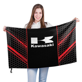 Флаг 3D с принтом KAWASAKI | КАВАСАКИ (Z) в Рязани, 100% полиэстер | плотность ткани — 95 г/м2, размер — 67 х 109 см. Принт наносится с одной стороны | bike | kawasaki | moto | motocycle | ninja | sportmotorcycle | zzr | кавасаки | кавасаки ниндзя | мото | мотоспорт | ниндзя