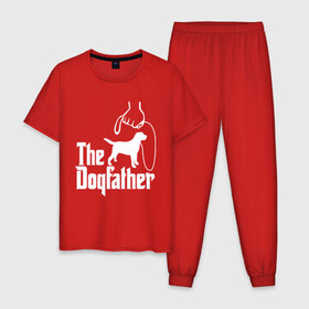 Мужская пижама хлопок с принтом The Dogfather - пародия  в Рязани, 100% хлопок | брюки и футболка прямого кроя, без карманов, на брюках мягкая резинка на поясе и по низу штанин
 | godfather | крестный отец | лабрадор | ретривер | собака | собачник | хобби