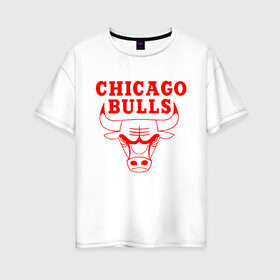 Женская футболка хлопок Oversize с принтом Chicago Bulls в Рязани, 100% хлопок | свободный крой, круглый ворот, спущенный рукав, длина до линии бедер
 | 23 | air jordan | bulls | chicago bulls | jordan | michael jordan | nba | paris saint germain | psg | red | sport | быки | джордан | майкл джордан | псж | спорт | чикаго буллс