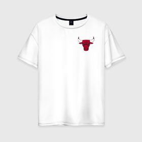 Женская футболка хлопок Oversize с принтом Chicago Bulls в Рязани, 100% хлопок | свободный крой, круглый ворот, спущенный рукав, длина до линии бедер
 | 23 | air jordan | bulls | chicago bulls | jordan | michael jordan | nba | paris saint germain | psg | red | sport | быки | джордан | майкл джордан | псж | спорт | чикаго буллс