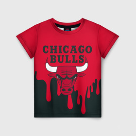 Детская футболка 3D с принтом Chicago Bulls. в Рязани, 100% гипоаллергенный полиэфир | прямой крой, круглый вырез горловины, длина до линии бедер, чуть спущенное плечо, ткань немного тянется | Тематика изображения на принте: 23 | air jordan | bulls | chicago bulls | jordan | michael jordan | nba | paris saint germain | psg | red | sport | быки | джордан | майкл джордан | псж | спорт | чикаго буллс