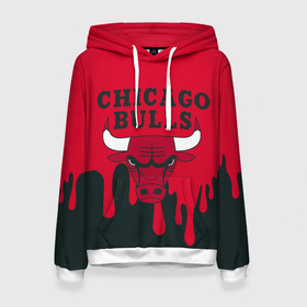 Женская толстовка 3D с принтом Chicago Bulls. в Рязани, 100% полиэстер  | двухслойный капюшон со шнурком для регулировки, мягкие манжеты на рукавах и по низу толстовки, спереди карман-кенгуру с мягким внутренним слоем. | 23 | air jordan | bulls | chicago bulls | jordan | michael jordan | nba | paris saint germain | psg | red | sport | быки | джордан | майкл джордан | псж | спорт | чикаго буллс