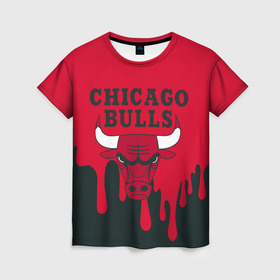 Женская футболка 3D с принтом Chicago Bulls. в Рязани, 100% полиэфир ( синтетическое хлопкоподобное полотно) | прямой крой, круглый вырез горловины, длина до линии бедер | 23 | air jordan | bulls | chicago bulls | jordan | michael jordan | nba | paris saint germain | psg | red | sport | быки | джордан | майкл джордан | псж | спорт | чикаго буллс