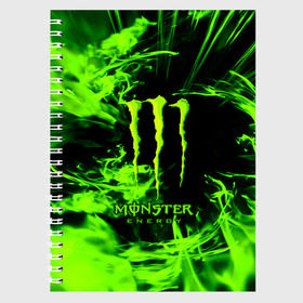 Тетрадь с принтом MONSTER ENERGY в Рязани, 100% бумага | 48 листов, плотность листов — 60 г/м2, плотность картонной обложки — 250 г/м2. Листы скреплены сбоку удобной пружинной спиралью. Уголки страниц и обложки скругленные. Цвет линий — светло-серый
 | energy | honda | mercedes | monster energy | porsche | racing | sport | toyota | автомобил | автомобильные | марка | машины | митсубиси | монстр | монстр энерджи | порше | спорт | тесла | тойота | хонда