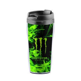 Термокружка-непроливайка с принтом MONSTER ENERGY в Рязани, внутренняя часть — пищевой пластик, наружная часть — прозрачный пластик, между ними — полиграфическая вставка с рисунком | объем — 350 мл, герметичная крышка | energy | honda | mercedes | monster energy | porsche | racing | sport | toyota | автомобил | автомобильные | марка | машины | митсубиси | монстр | монстр энерджи | порше | спорт | тесла | тойота | хонда