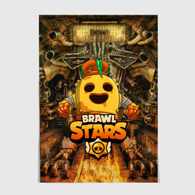 Постер с принтом Brawl Stars Robot Spike в Рязани, 100% бумага
 | бумага, плотность 150 мг. Матовая, но за счет высокого коэффициента гладкости имеет небольшой блеск и дает на свету блики, но в отличии от глянцевой бумаги не покрыта лаком | brawl stars | brawl stars spike robot | spike | spike robot | бравл кактус | бравл спайк | бравл старс | кактус | робоспайк | спайк | спайк бравл старс