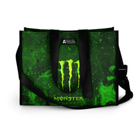 Сумка-шоппер 3D с принтом MONSTER ENERGY в Рязани, 100% полиэстер | застегивается на металлическую кнопку; внутренний карман застегивается на молнию. Стенки укреплены специальным мягким материалом, чтобы защитить содержимое от несильных ударов
 | energy | honda | mercedes | monster energy | porsche | racing | sport | toyota | автомобил | автомобильные | марка | машины | митсубиси | монстр | монстр энерджи | порше | спорт | тесла | тойота | хонда