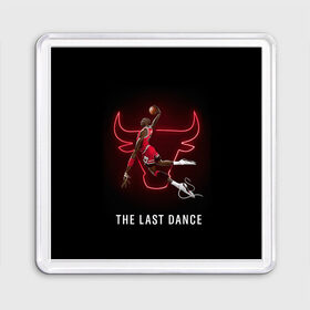 Магнит 55*55 с принтом The Last Dance в Рязани, Пластик | Размер: 65*65 мм; Размер печати: 55*55 мм | Тематика изображения на принте: air | ball | basket | basketball | bulls | chicago | dance | jordan | jordans | jumpman | last | nba | sport | баскетбол | джордан | майкл | мяч | нба | последний | спорт | танец