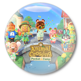 Значок с принтом ANIMAL CROSSING в Рязани,  металл | круглая форма, металлическая застежка в виде булавки | Тематика изображения на принте: animal crossing:new horizons | game | nintendo | анимал кроссинг | животные | звери | игра | нинтендо | пересечение животных