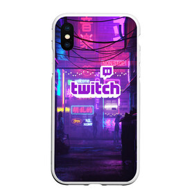 Чехол для iPhone XS Max матовый с принтом TWITCH в Рязани, Силикон | Область печати: задняя сторона чехла, без боковых панелей | game | gamer | logo | trend | twitch | twitties | игры | логотип | мода | надписи | стрим | твитч | тренд