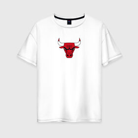 Женская футболка хлопок Oversize с принтом CHICAGO BULLS в Рязани, 100% хлопок | свободный крой, круглый ворот, спущенный рукав, длина до линии бедер
 | bulls | chicago | chicago bulls | nba | red bulls | usa | америка | быки | нба | сша | чикаго буллс