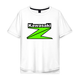 Мужская футболка хлопок Oversize с принтом KAWASAKI (Z) в Рязани, 100% хлопок | свободный крой, круглый ворот, “спинка” длиннее передней части | bike | kawasaki | moto | motocycle | ninja | sportmotorcycle | zzr | кавасаки | кавасаки ниндзя | мото | мотоспорт | ниндзя