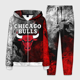 Мужской костюм 3D с принтом CHICAGO BULLS в Рязани, 100% полиэстер | Манжеты и пояс оформлены тканевой резинкой, двухслойный капюшон со шнурком для регулировки, карманы спереди | Тематика изображения на принте: bulls | chicago | chicago bulls | nba | red bulls | usa | америка | быки | нба | сша | чикаго буллс