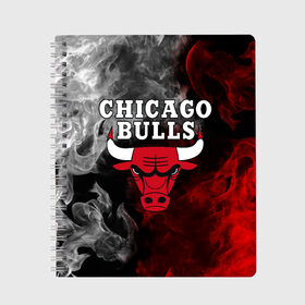 Тетрадь с принтом CHICAGO BULLS в Рязани, 100% бумага | 48 листов, плотность листов — 60 г/м2, плотность картонной обложки — 250 г/м2. Листы скреплены сбоку удобной пружинной спиралью. Уголки страниц и обложки скругленные. Цвет линий — светло-серый
 | bulls | chicago | chicago bulls | nba | red bulls | usa | америка | быки | нба | сша | чикаго буллс