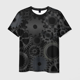 Мужская футболка 3D с принтом Механизмы в Рязани, 100% полиэфир | прямой крой, круглый вырез горловины, длина до линии бедер | hi tech | steampunk | брутальные | брутальный | инженер | инжинер | искусство механизмов | механизм | механизмы | стимпанк | текстура | черные шестерёнки | шестеренки | шестерни | я инженер