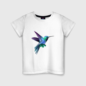 Детская футболка хлопок с принтом Колибри в Рязани, 100% хлопок | круглый вырез горловины, полуприлегающий силуэт, длина до линии бедер | арт | животные | картинка | птица колибри | птица нектарница | рисунок