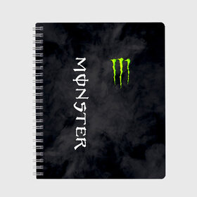 Тетрадь с принтом MONSTER ENERGY в Рязани, 100% бумага | 48 листов, плотность листов — 60 г/м2, плотность картонной обложки — 250 г/м2. Листы скреплены сбоку удобной пружинной спиралью. Уголки страниц и обложки скругленные. Цвет линий — светло-серый
 | black monster | bmx | claw | cybersport | energy | monster | monster energy | moto | motocross | race | sport | киберспорт | когти | монстер энерджи | монстр | мото | мотокросс | ралли | скейтбординг | спорт | энергия