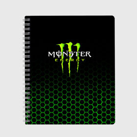 Тетрадь с принтом MONSTER ENERGY в Рязани, 100% бумага | 48 листов, плотность листов — 60 г/м2, плотность картонной обложки — 250 г/м2. Листы скреплены сбоку удобной пружинной спиралью. Уголки страниц и обложки скругленные. Цвет линий — светло-серый
 | black monster | bmx | claw | cybersport | energy | monster | monster energy | moto | motocross | race | sport | киберспорт | когти | монстер энерджи | монстр | мото | мотокросс | ралли | скейтбординг | спорт | энергия