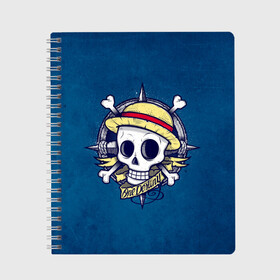 Тетрадь с принтом Straw hat pirates в Рязани, 100% бумага | 48 листов, плотность листов — 60 г/м2, плотность картонной обложки — 250 г/м2. Листы скреплены сбоку удобной пружинной спиралью. Уголки страниц и обложки скругленные. Цвет линий — светло-серый
 | Тематика изображения на принте: monkey d. luffy | nami | one piece | аниме | большой куш | луффи | манки де луффи | нами | пиратская | пираты | тони | череп | чоппер | шляпа