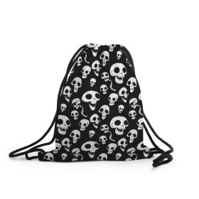 Рюкзак-мешок 3D с принтом Skulls pattern в Рязани, 100% полиэстер | плотность ткани — 200 г/м2, размер — 35 х 45 см; лямки — толстые шнурки, застежка на шнуровке, без карманов и подкладки | corpse bride | emily | scraps | tim burtons | vdgerir | victor van dort | wedding | wine of ages | zombie | свадебный букет | тим бертон | труп невесты