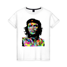 Женская футболка хлопок с принтом Che в Рязани, 100% хлопок | прямой крой, круглый вырез горловины, длина до линии бедер, слегка спущенное плечо | argentina | che guevara | color | cuba | paint | revolutionary | аргентина | краска | куба | революционер | цвет | че гевара