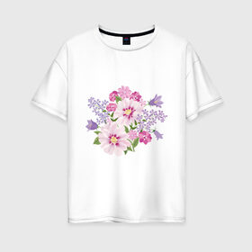 Женская футболка хлопок Oversize с принтом Полевые цветы в Рязани, 100% хлопок | свободный крой, круглый ворот, спущенный рукав, длина до линии бедер
 | арт | лето | полевые | цветы