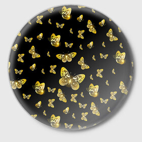 Значок с принтом Golden Butterfly pattern в Рязани,  металл | круглая форма, металлическая застежка в виде булавки | black | pattern | summer | wings | ангел | бабочка | бабочки | блестки | блестящий | девушке | желтые | животные | звери | золото | золотые | крылья | летать | летний | лето | мотылек | насекомое | ночные | паттерн